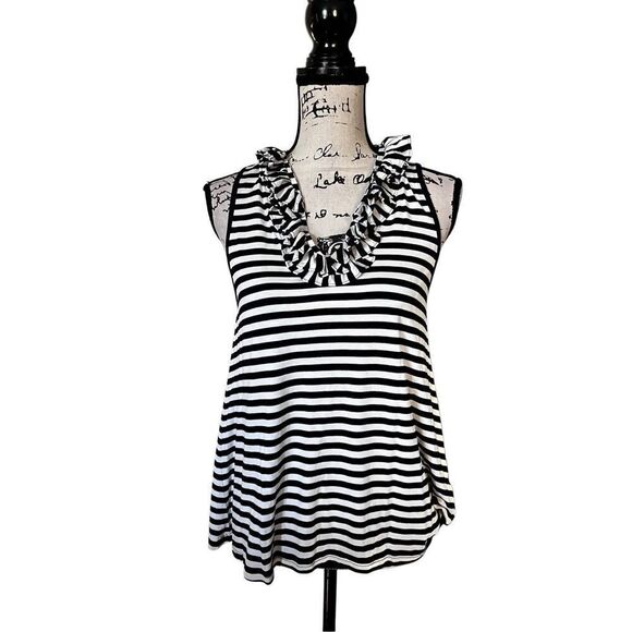 Crown & Ivy navy & white striped sleeveless top small - Picture 1 of 6